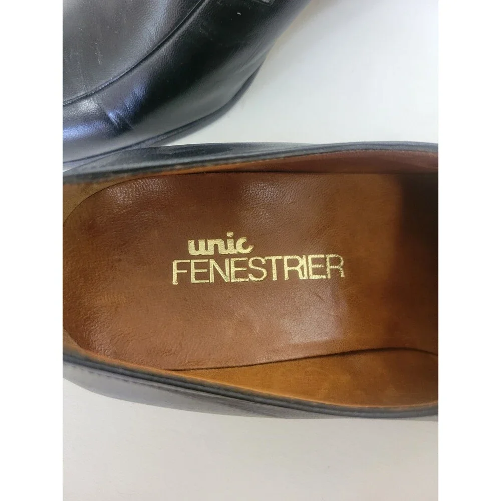 Vintage Unic Fenestrier Men's Black Leather Bit Slip-On Loafers US 8.5 E France